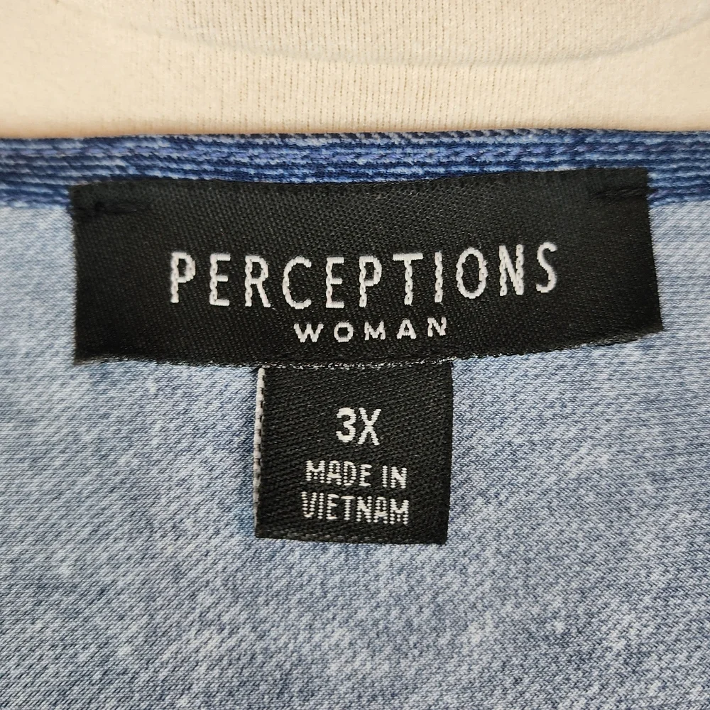 Preceptions Womans 3X Denim Blue Color Cropped Cardigan - Picture 7 of 10